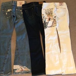 True Religion size 25 three pairs of jeans